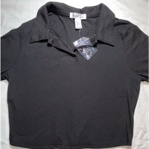 Kohls black long sleeve crop top size Large